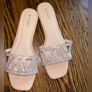 Slide on bedazzled sandals